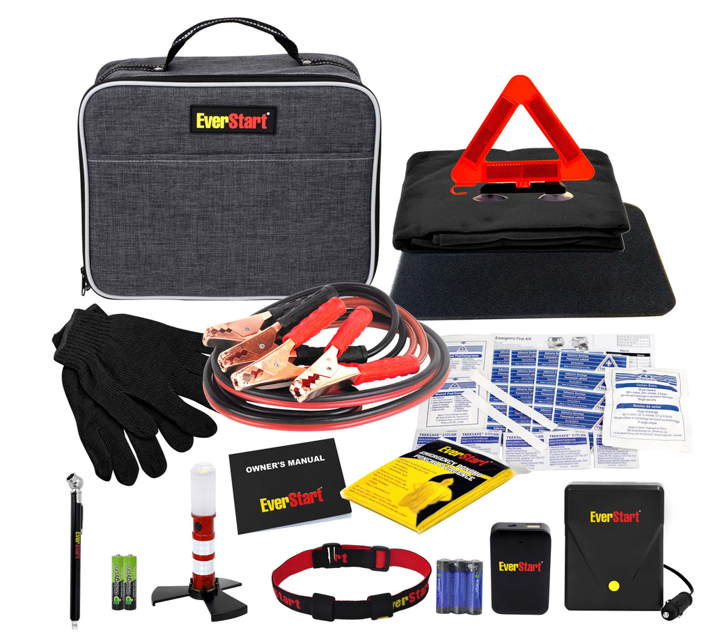 EverStart Roadside Safety Kit for Cars, with Booster Cables and Tire Inflator - timesquaretech